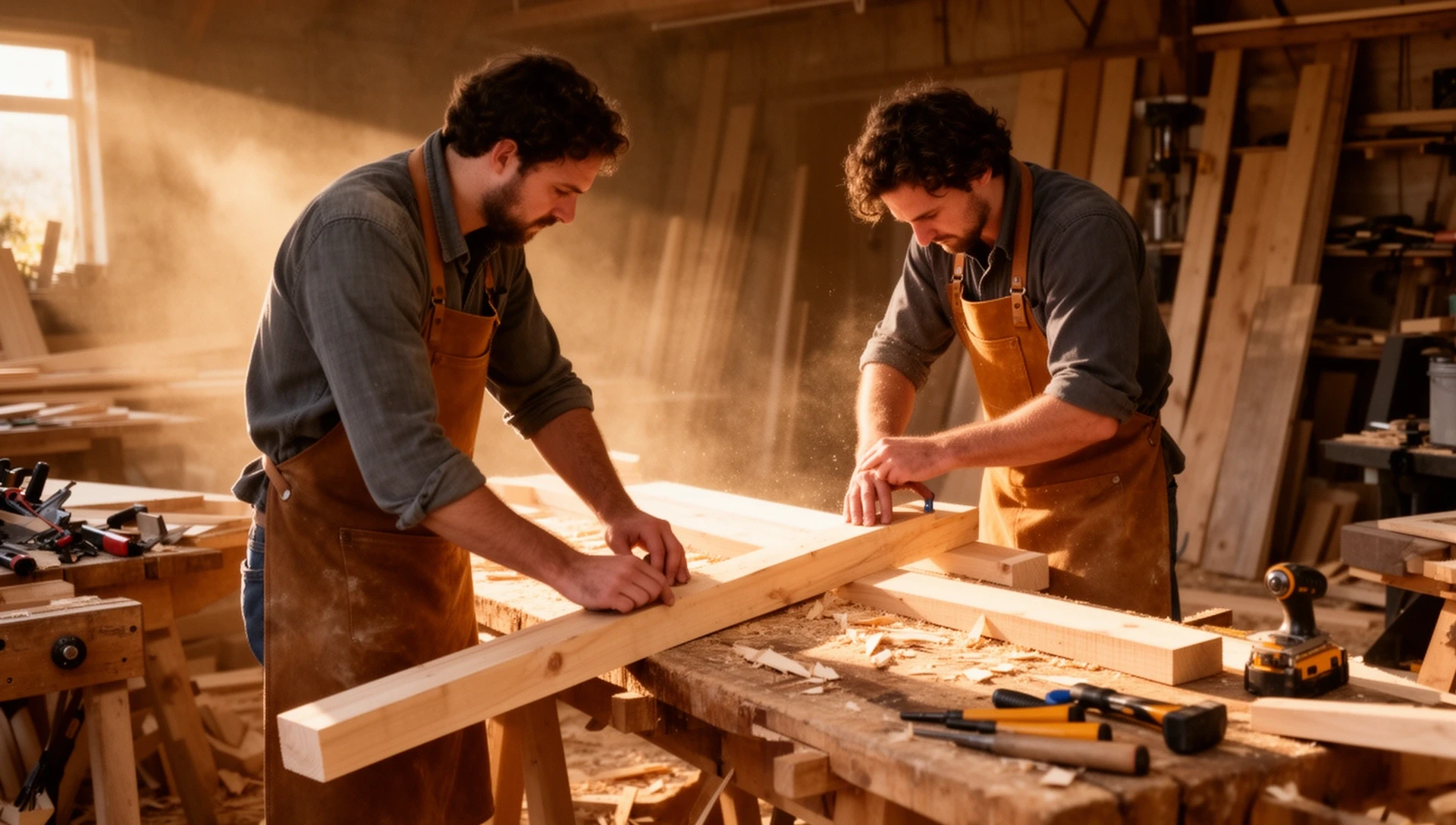Two carpenters working in the Drimnagh workshop