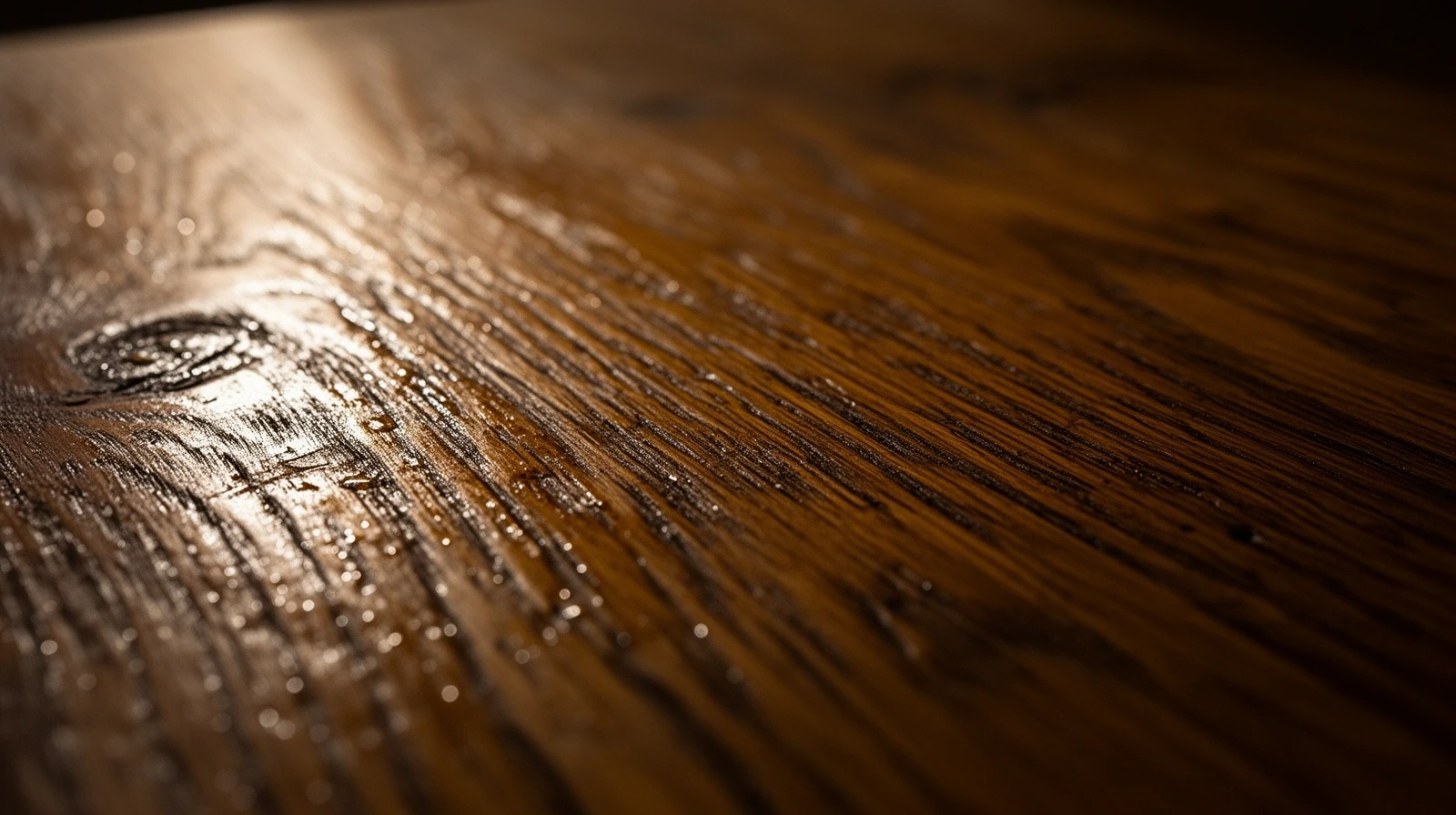 Oiled oak surface close up