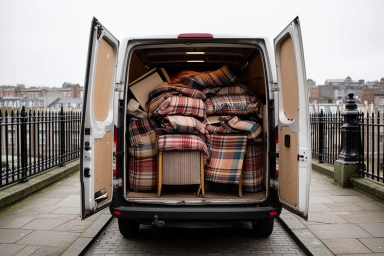 Van loaded with finished furniture